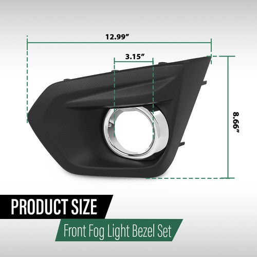 Solid Spare Fog Light Bezel w/ Chrome Trim Fit For 2012-2014 Subaru Impreza Left+Right Side