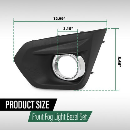 Solid Spare Fog Light Bezel w/ Chrome Trim Fit For 2012-2014 Subaru Impreza Left+Right Side