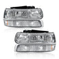Solid Spare Factory Style Headlights Bumper Fit For 99-2002 Chevy Silverado 1500 2500 3500
