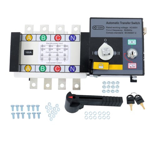 Solid Spare 1Pack ATS Automatic Transfer Switch 160A 4 Poles Grid to AC Generator 110V 220V