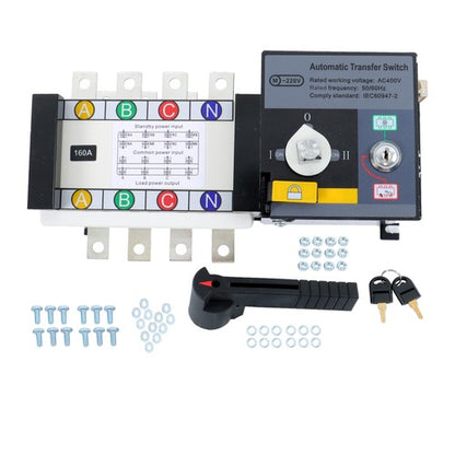 Solid Spare 1Pack ATS Automatic Transfer Switch 160A 4 Poles Grid to AC Generator 110V 220V
