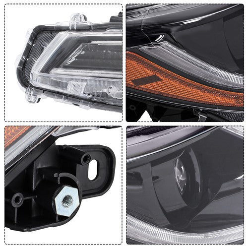 Solid Spare Front For Toyota Corolla 2023-2024 Pair LED Clear Headlights&Lower Grill Black