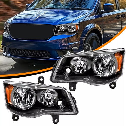 Solid Spare 2Pcs Headlights For 2011-20 Dodge Grand Caravan 2008-16 Chrysler Town & Country