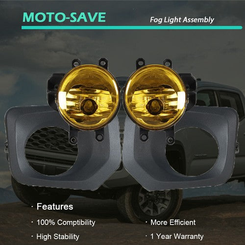 Solid Spare Side RH+LH For 16-20 Toyota Tacoma Amber Lens Clear Fog Lights Assembly