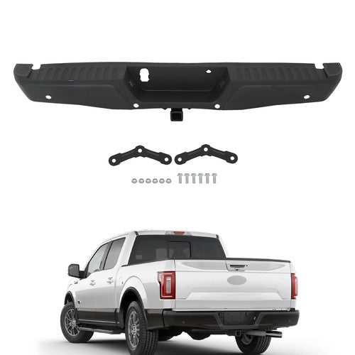 Solid Spare w/ Holes w/ Tow Hooks Metal Rear Bumper Automobiles For Ford F-150 2015-2020