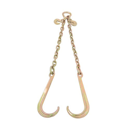 Solid Spare Working Load 7100lbs Double Limb Hook Chain 3/8in*2ft G80 Chain 15IN J Hooks