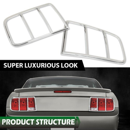 Solid Spare Tail Light Bezel Cover Silver Fit For 05-09 Ford Mustang Left+Right Pair Set