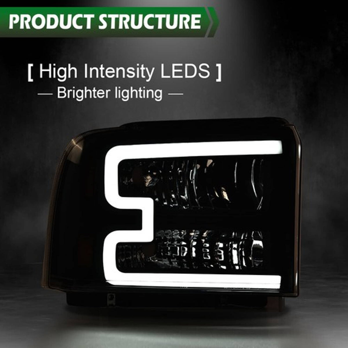 Solid Spare Fit For 2005-2007 Ford F250 F350 F450 Super Duty Conversion LED Headlights