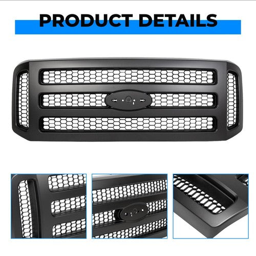 Solid Spare Black Painted Grille Assembly For Ford 05-07 F250 F350 Super Duty FOR FO1200457