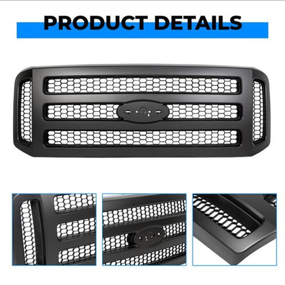 Solid Spare Black Painted Grille Assembly For Ford 05-07 F250 F350 Super Duty FOR FO1200457