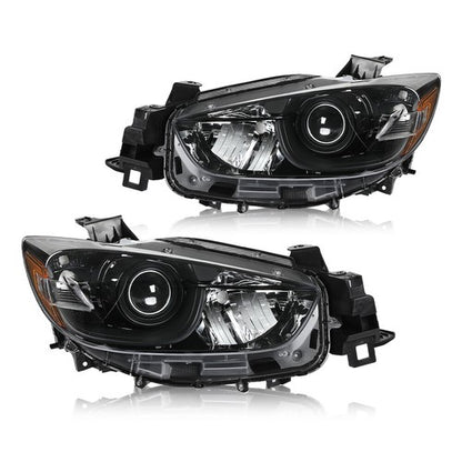 Solid Spare Pair Headlights Black Fit For 2013 14 15 2016 Mazda CX-5 Halogen Headlamps L+R