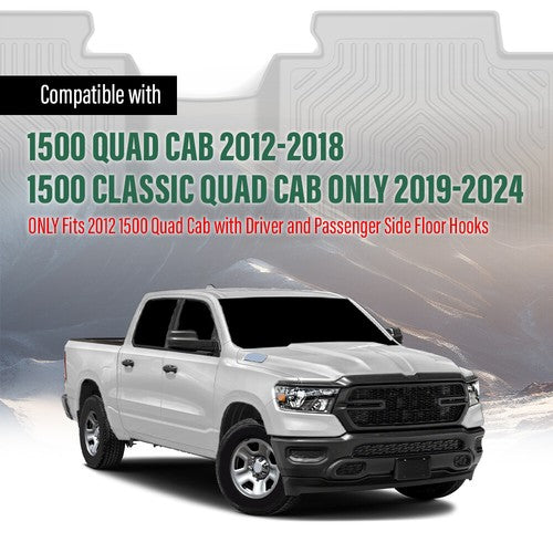 Solid Spare TPE Floor Mats All Weather Liners Fit For 19-24 Dodge Ram 1500 Crew Cab New Body