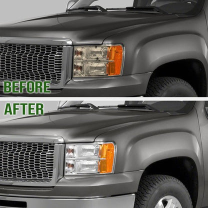 Solid Spare Fit For 2007-2013 GMC Sierra 1500 2500HD 3500HD Headlight Replacement Lens