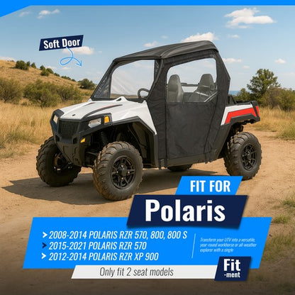Solid Spare UTV Soft Full Doors Cab Enclosures For Polaris RZR 800 800S 2008-2014
