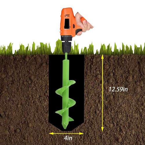 Solid Spare Garden Planting Auger 3x12Inch,Heavy Duty Solid with Thickened Spirals Green