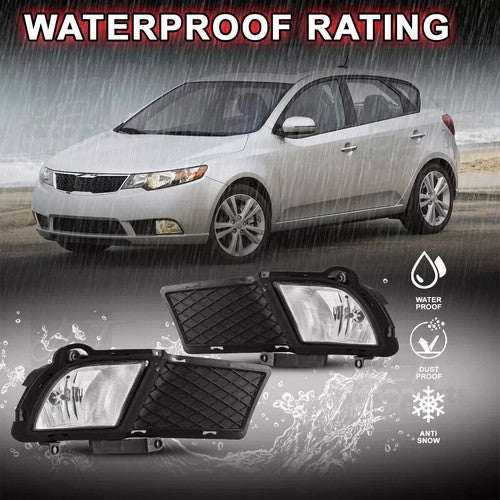 Front Bumper Fog Lights & Covers Set W/O Wiring For 2010-2012 KIA Forte Sedan