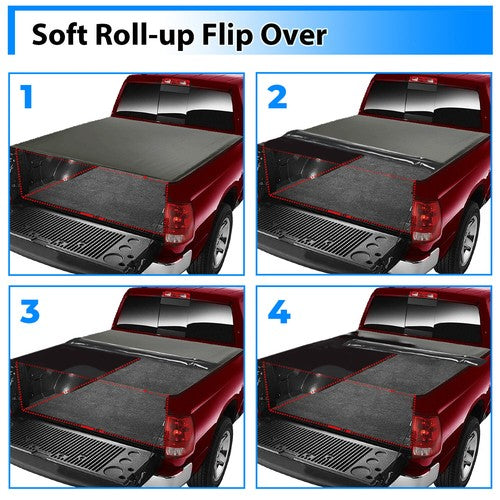 Solid Spare 6.5FT Soft Roll-Up Tonneau Cover for 07-13 Silverado/Sierra 1500 2500HD 3500HD