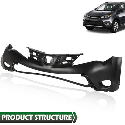 Solid Spare Front Upper Bumper Cover Fit For 2013 2014 2015 Toyota RAV4 USA Built Plastic