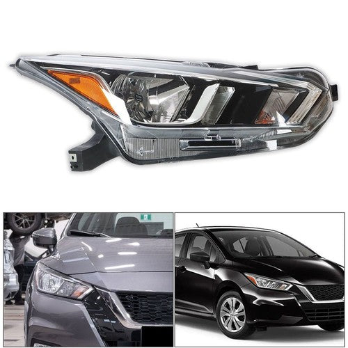 Solid Spare Headlight Halogen For Nissan Versa S SV 2020-2021 Headlamps Assembly RH Chrome