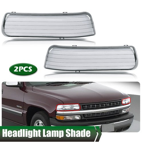 Solid Spare Fit For 1999-2002 Chevy Silverado 1500 2500 3500 Headlight Lens Cover Pair