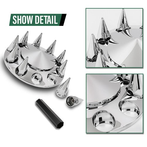 Solid Spare For Semi Truck Wheel Cover 33mm Nut Covers Front Hub Cover Set Silver Spiked