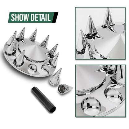 Solid Spare For Semi Truck Wheel Cover 33mm Nut Covers Front Hub Cover Set Silver Spiked