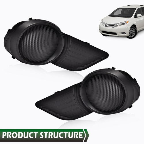 Solid Spare 2pcs Fog Light Covers Driver & Passenger Side Fit For 11-17 Toyota Sienna