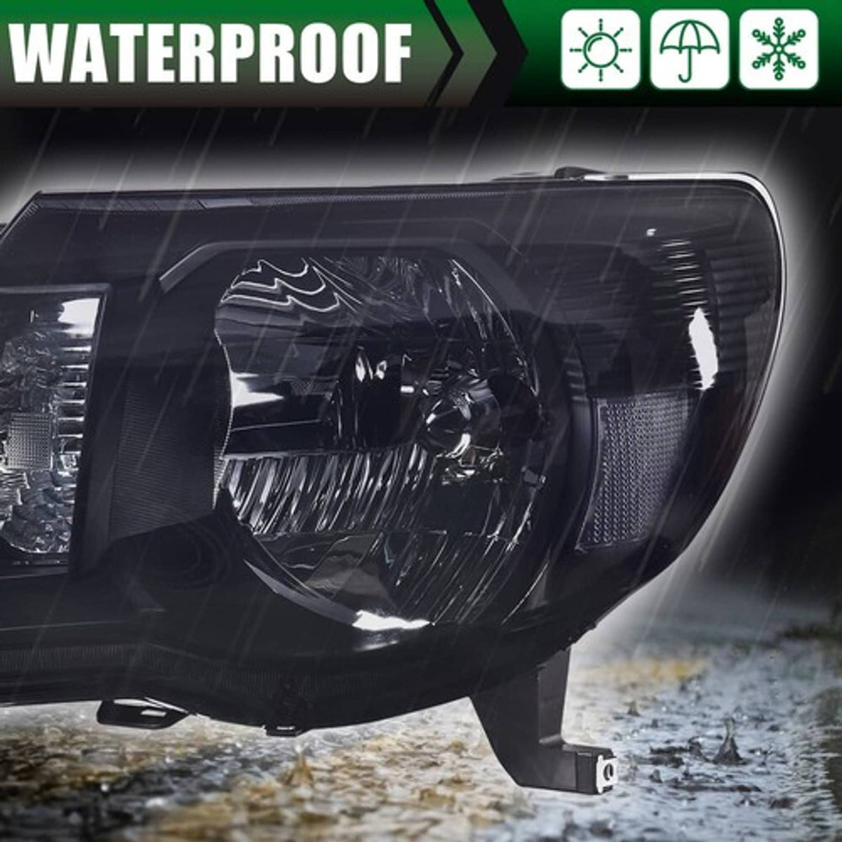 Solid Spare Smoke/Black Headlights Assembly Left & Right Fit For 2005-2011 Toyota Tacoma