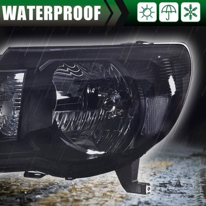 Solid Spare Smoke/Black Headlights Assembly Left & Right Fit For 2005-2011 Toyota Tacoma