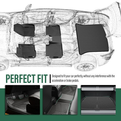 Solid Spare Fit For 2013-2018 Hyundai Santa Fe All Weather TPE Floor Mats+Cargo Liner