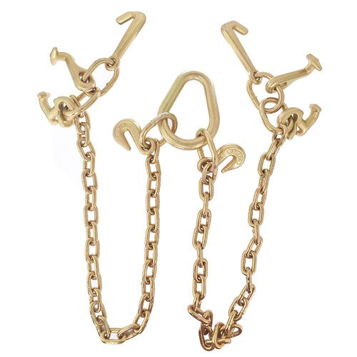 Solid Spare Chain V Bridle w/ RJT Hook Tow Truck Winch Cable Pull Wrecker Recovery Grab