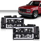 Solid Spare Clear Black LED Tube Headlights Fit For 94-00 Chevy GMC C/K Suburban Blazer