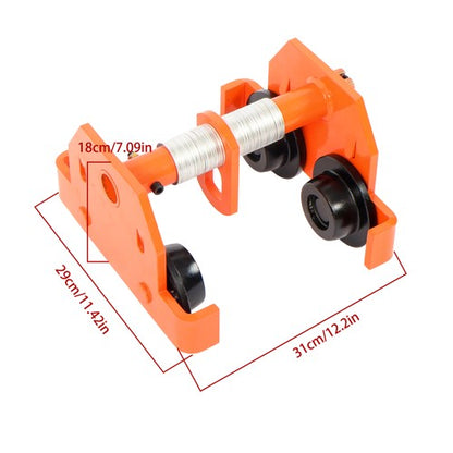 Solid Spare 4400LBS Load Capacity Alloy Steel Push Beam Trolley 65-190mm with Dual Wheels