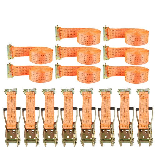 Solid Spare 4400 lbs 2" x 15' E-Track Ratchet Heavy Duty Straps Orange Tie Down Strap 8 Set