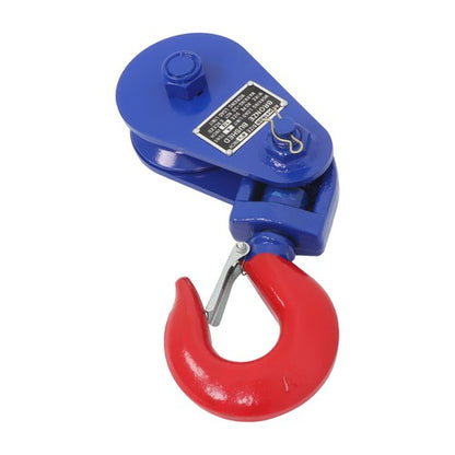 Solid Spare 4 Ton Snatch Block with Hook - 8800lbs Capacity, 4.5" Sheave, 1/2" Wire Rope