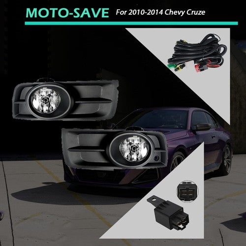 Solid Spare Halogen Fog Lights w/Wiring+Switch+Bezles For 2010-2014 Chevy Cruze LH+RH Side