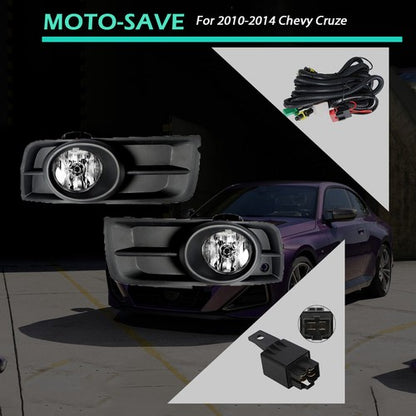 Solid Spare Halogen Fog Lights w/Wiring+Switch+Bezles For 2010-2014 Chevy Cruze LH+RH Side