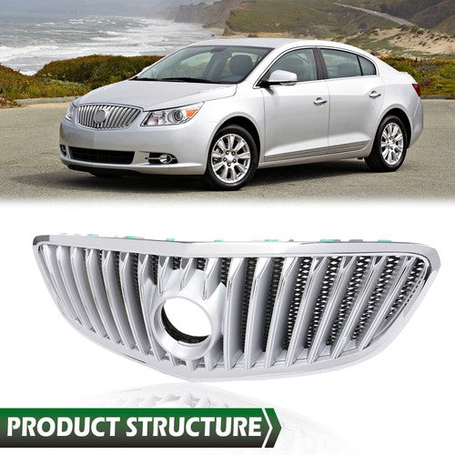 Solid Spare Fit For 2010-2013 Buick Lacrosse Front Bumper Upper Grille Grill w/ Chrome Trim