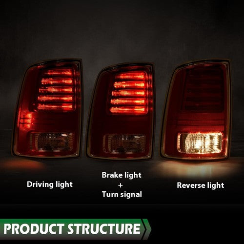 Solid Spare Rear LED Tail Lights Lamp Driver& Passenger Fit For 2013-2018 Ram 1500 2500 3500