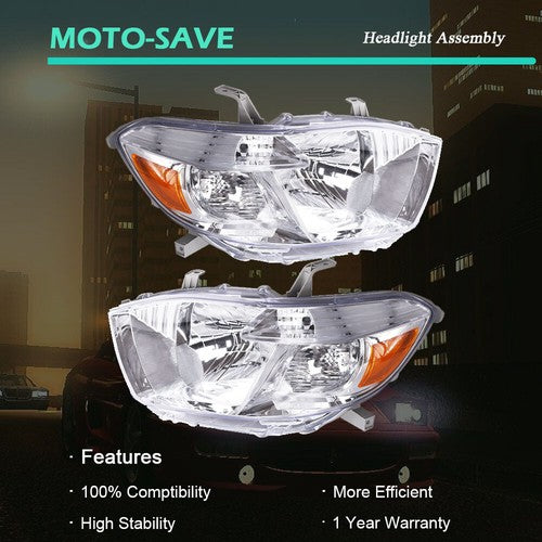 Solid Spare Headlight Headlamps Assembly Fit For Toyota Highlander 2008-2010 LH+RH Side Pair