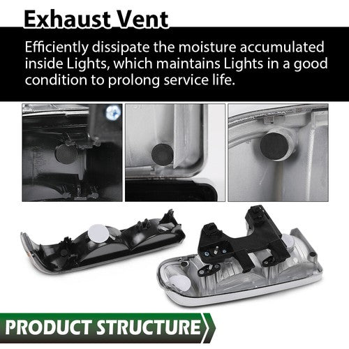 Solid Spare Fit For 98-04 Chevy S10 Blazer Chrome/Clear Corner Headlights Bumper Headlamps