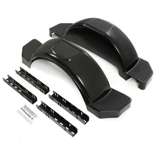 Solid Spare Glossy Black 2 (TWO) SINGLE AXLE TRAILER FENDERS FOR 13" WHEELS TIRES SKIRT BOAT