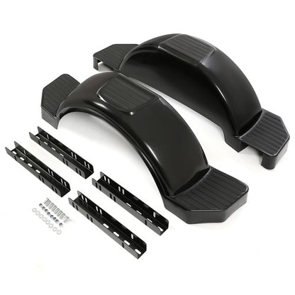 Solid Spare Glossy Black 2 (TWO) SINGLE AXLE TRAILER FENDERS FOR 13" WHEELS TIRES SKIRT BOAT