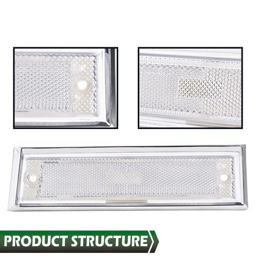 Solid Spare Pair Front Signal Side Marker Lights Clear Fit For 81-91 GMC Chevy Pickup Truck