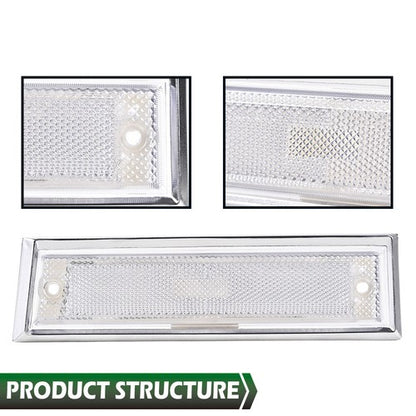 Solid Spare Pair Front Signal Side Marker Lights Clear Fit For 81-91 GMC Chevy Pickup Truck