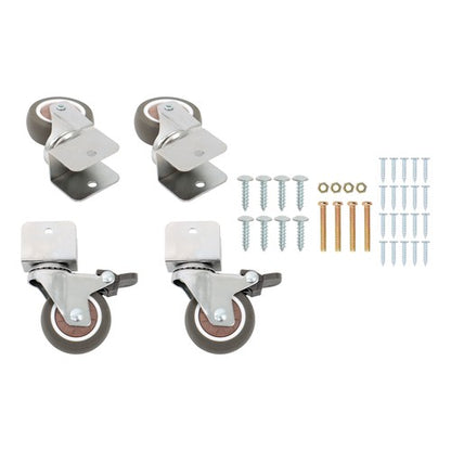 Solid Spare 4 Set 2" Swivel Caster Wheels with U Bracket (2 with brake&2 without) 360-Degree