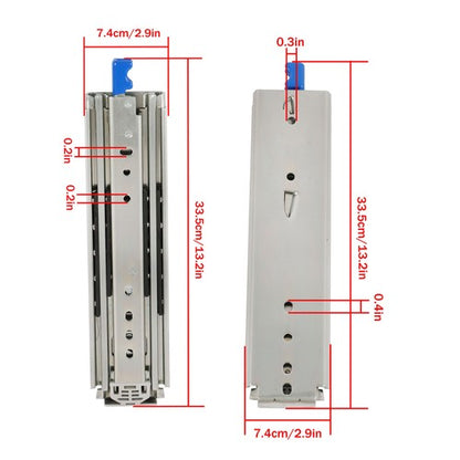 Solid Spare Locking Drawer Slides 12 Inch Full Extension & Lock 500 lb Load Capacity 2 PC