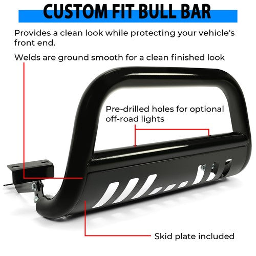 Solid Spare For 2009-2023 Dodge Ram 1500 Brush Bull Bar Push Front Bumper Grille Guard