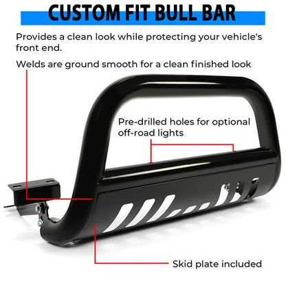 Solid Spare For 2009-2023 Dodge Ram 1500 Brush Bull Bar Push Front Bumper Grille Guard