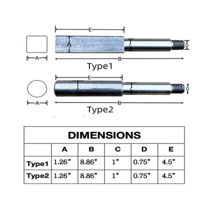 Solid Spare 1" Hub Round BT8 Spindle Trailer Axle Kit W/4 on 4" Bolt Idler 6PK Pre-Assembled